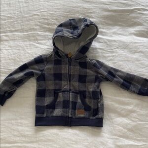 12 M checkered Carter’s fleece Zip Up